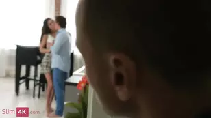 A young couple finally had a threesome with a gorgeous brunette