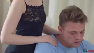 Young Russian office girl in high heels gets fucked on her desk