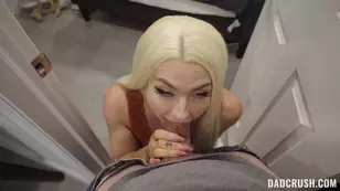 A blonde daughter has her first time with her stepfather in a steamy encounter