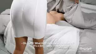 Doll play and interracial sex with a mature woman after the boy's steps wandered