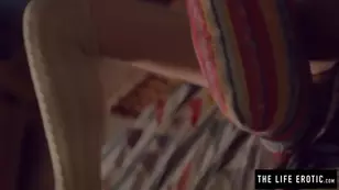 Close up solo action with a bonny blonde wearing decorations