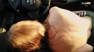 An amateur couple makes love in their car captured in an intimate POV with a creampie
