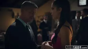 Businessmen mock Alina Lopez exaggerating her tongue's length then she performs