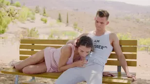 A close up of a Russian whore's smile while getting fucked on a chair