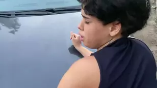 After a little walk a hot and delicious brat comes to the kitchen in stockings