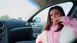 A sexy girl blowing cock in the parking lot of mall