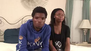 Amateur couple have passionate sex with a black girl at home