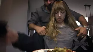 Petite blonde Ivy Wolfe gets fucked and facialised in the kitchen