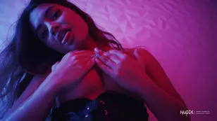 A sexy big breasted girl woke up with a hard cock in the bathroom