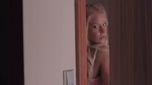 Blonde beauty Lola Myluv with her captivating creamy pale skin in a solo p performance