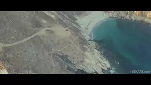 Ukrainian model Nancy Ace cools down with a nude swim in Mykonos