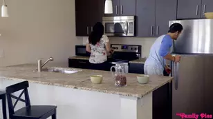 A hot babe Lexi Lore got banged in the kitchen by her stepbro