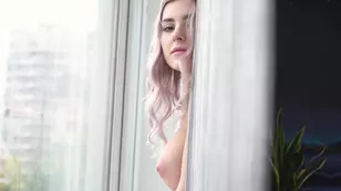 Skinny blonde European beauty Brigette makes hot solo performance