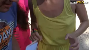 Beautiful and juicy girls are fucking on the wild beach party