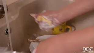 Hot girls are fucking in the kitchen delivering intense hardcore action in HD