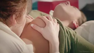 Cute redhead girl makes a date with her girlfriend in p