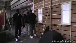 White hooker gets her pussy railed by BBCs in a gangbang