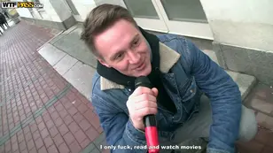 An amateur brunette Katerina gets fucked hard by two guys in a raw session