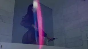 Skinny babe Anastasia Orlova takes off her clothes and plays with herself in the bathtub