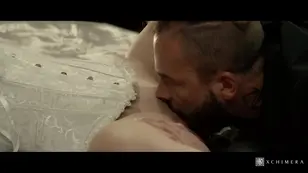 The pretty woman in high heels is at the mercy of a dominant American man