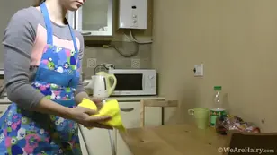 Hot interracial couple fucking in the kitchen making love